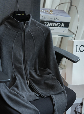 虫小小 修身弹力立领拉链运动开衫女短款休闲卫衣外套秋冬季A72N