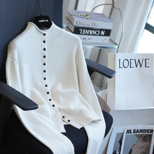 女毛衣内搭外穿上衣A82B 绵羊毛立领针织开衫 虫小小 2025秋冬新款