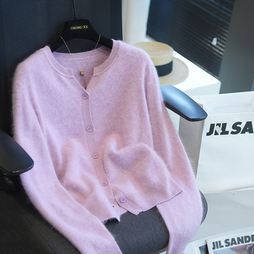 虫小小羊毛羊绒拉毛针织开衫