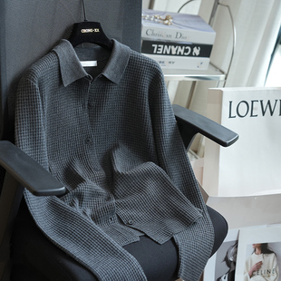 女毛衣内搭秋季 针织开衫 A72G 老钱风气质翻领华夫格长袖 柜上1.4W