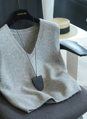 虫小小 休闲百搭宽松显瘦V领无袖针织背心女叠穿马甲2025秋季A45K