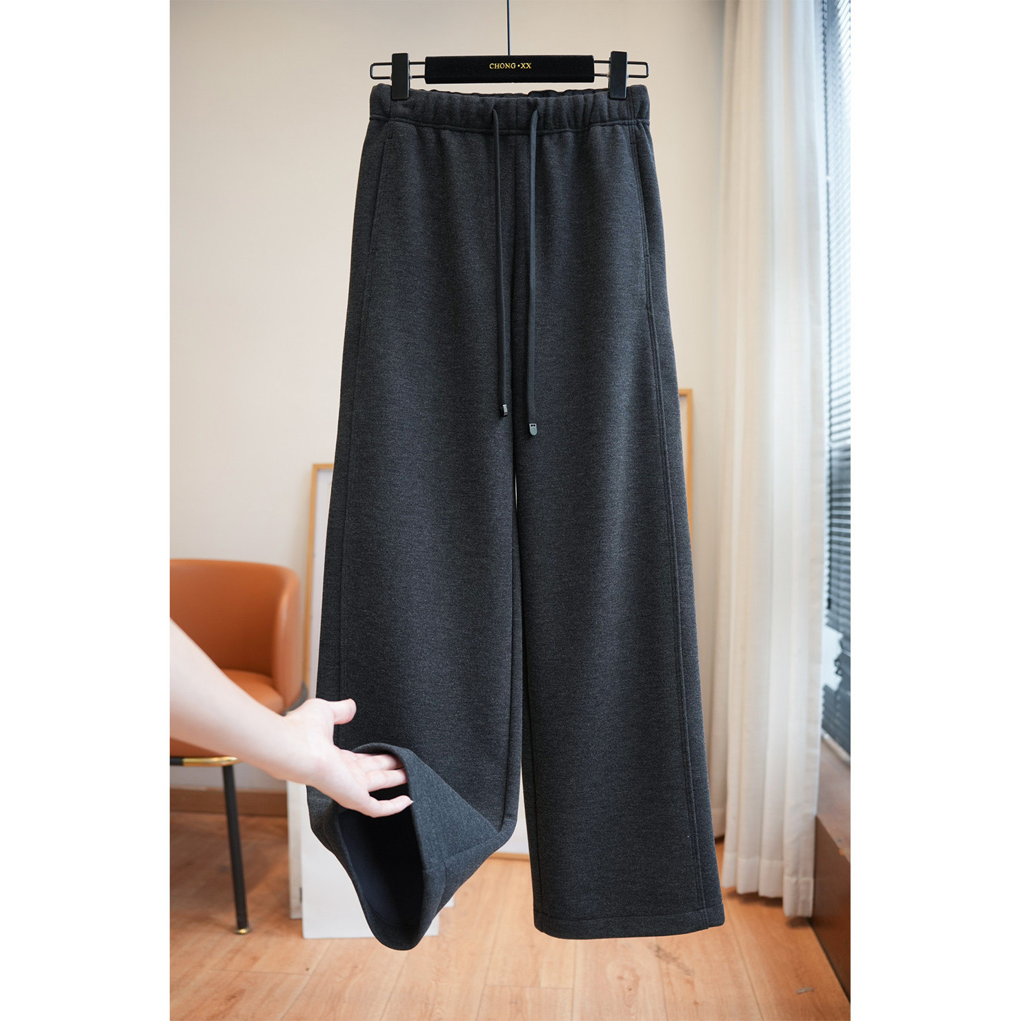 虫小小 加绒加厚抽绳高腰宽松阔腿直筒裤女毛呢休闲长裤冬季A81N,女装/女士精品,休闲裤,淘宝优惠券,粉丝福利购,淘宝优惠卷