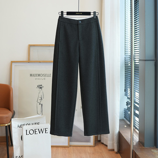 女休闲裤 高腰显瘦保暖宽松阔腿毛呢长裤 秋冬A59Q 不挑腿型 虫小小