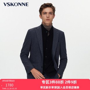 单便西服男 男黑色羊毛修身 VSKONNE威斯康尼商场同款 休闲小西装