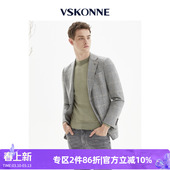 VSKONNE威斯康尼专柜休闲西服意大利VBC100%羊毛法兰绒格纹小