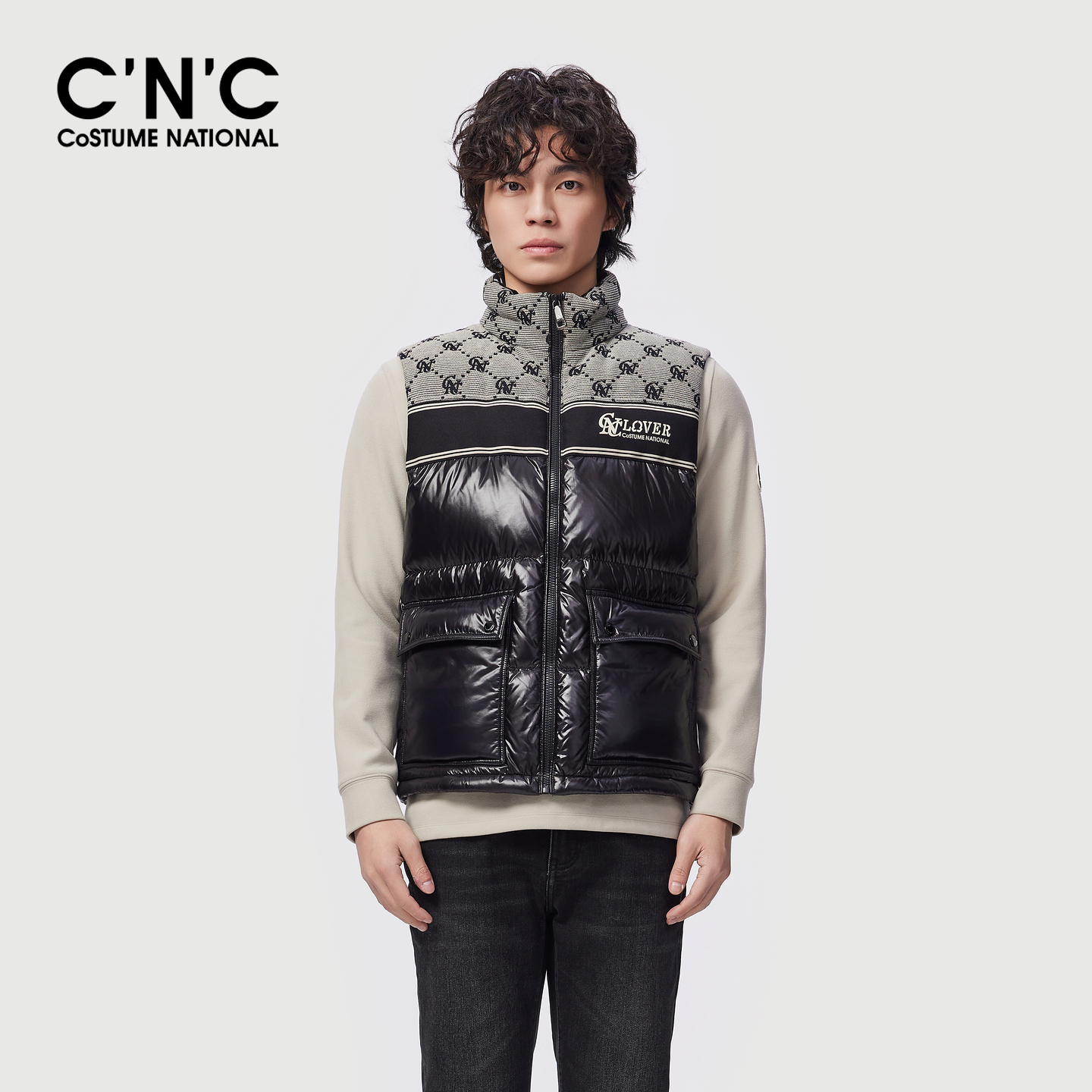 CNC男装男装25冬季新款90%鸭绒羽绒服马甲拼接保暖厚款羽绒背心