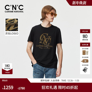 CNC男装 价 针织透气短袖 男春夏新款 T恤 烫钻字母圆领短袖 秒杀