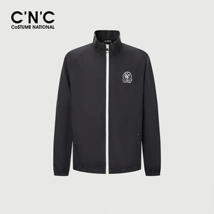 CNC男装25早春新款薄款夹克外套男士logo印花立领茄克