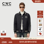 CNC男装 薄棉服黑色青年外套 短款 25秋冬新款 logo刺绣翻领男士