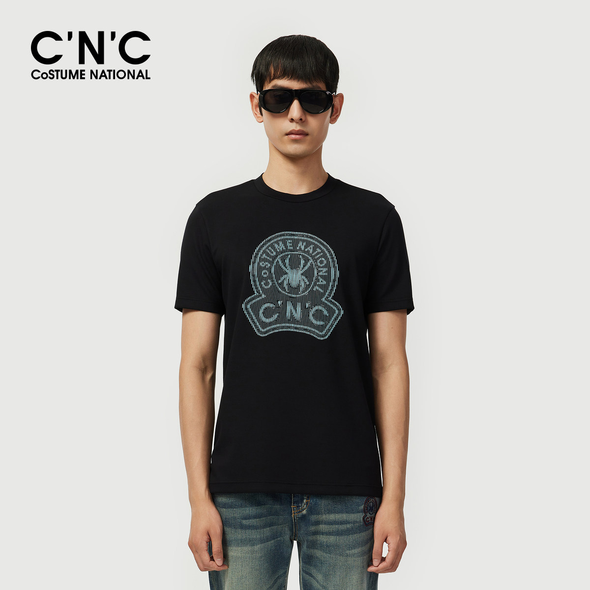 CNC男装26夏季新款品牌logo印花莫代尔男T恤青年圆领短T官方正品