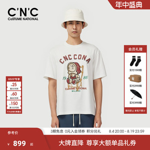 CNC男装春夏新款字母潮玩公仔宽松男士短袖T恤圆领休闲纯棉体恤