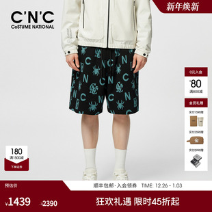 满版 新款 蜘蛛logo印花休闲短裤 男士 CNC男装 宽松直筒五分裤 25夏季