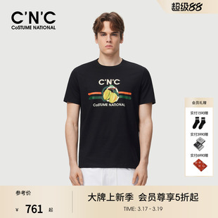 素男士 CNC男装 T恤logo元 圆领印花短袖 潮流合身短T 26早春新款