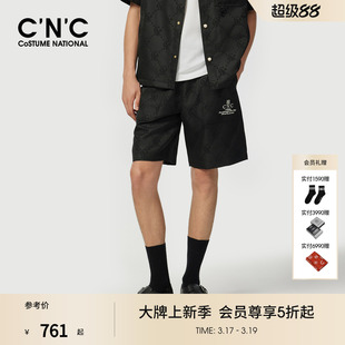 提花休闲短裤 CNC男装 商场同款 黑色五分休闲裤 26早春新款