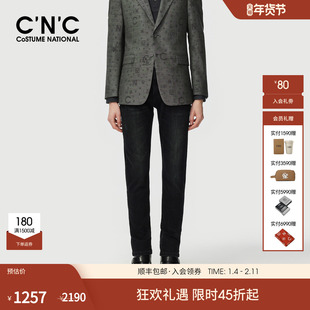 CNC男装25秋冬新款压凸LOGO磨毛保暖弹力水洗牛仔裤男士律动系列