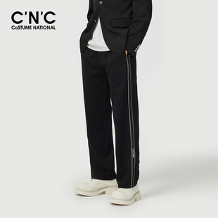 CNC男装26早春新款提花运动风休闲裤提花织带直筒休闲裤弹力长裤