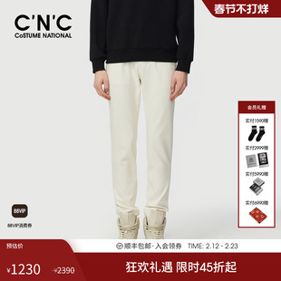 CNC男装25秋季新款白色男士直筒裤字母凸印侧边字母印花休闲长裤