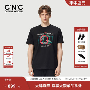 CNC男装26夏季新款短袖印花撞色轻奢短袖T恤品牌男士T恤宽松版型
