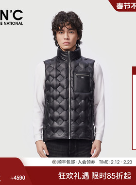 CNC男装25冬季新款90鸭绒男士立领羽绒马甲黑色保暖羽绒背心