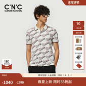 25春夏新款 透气休闲翻领短袖 满版 polo衫 CNC男装 修身 印花男士 短袖