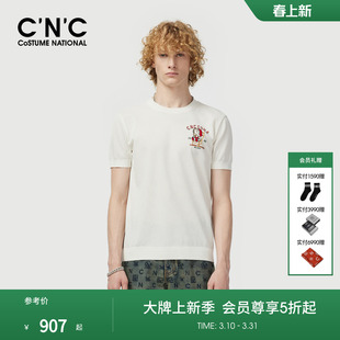 CNC男装26夏季新潮玩印花短袖T恤男士白色潮流短袖T恤