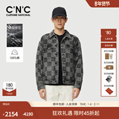 新款 CNC男装 25秋季 满身LOGO提花潮流复古丹宁翻领纯棉牛仔夹克男