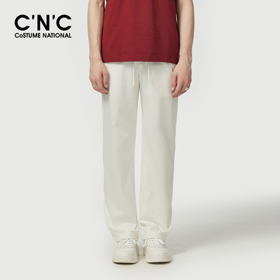 CNC男装26早春新款莱赛尔休闲裤直筒白色印花商场同款薄款裤子