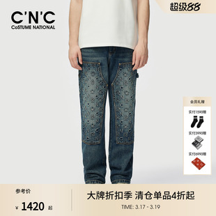 轻奢直筒蓝色牛仔长裤 CNC男装 牛仔裤 水洗logo刺绣男士 25早秋新款