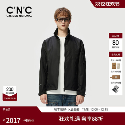 CNC男装秋冬新款潮牌黑色棉服男款薄款保暖立领logo