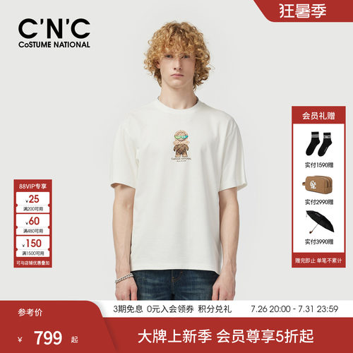 CNC男装26春夏新款潮玩公仔系列短袖T恤男士圆领棉质印花轻奢短T