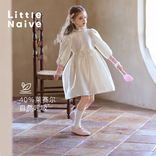 礼服裙 甜美公主裙儿童打揽长袖 Little Naive女童连衣裙春秋新款