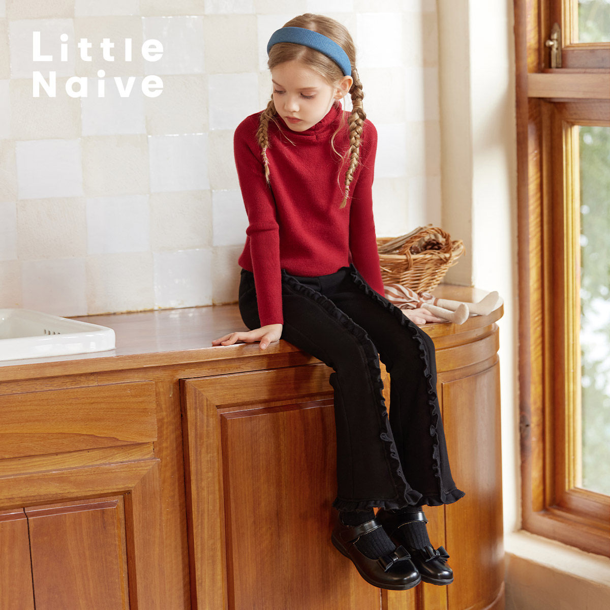 LittleNaive女童微喇休闲裤冬季新款一体绒裤子儿童加绒喇叭裤,童装/婴儿装/亲子装,裤子,淘宝优惠券,粉丝福利购,淘宝优惠卷