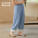 LittleNaive女童长裤 春秋压褶木耳边透气宽松淑女儿童休闲防蚊裤