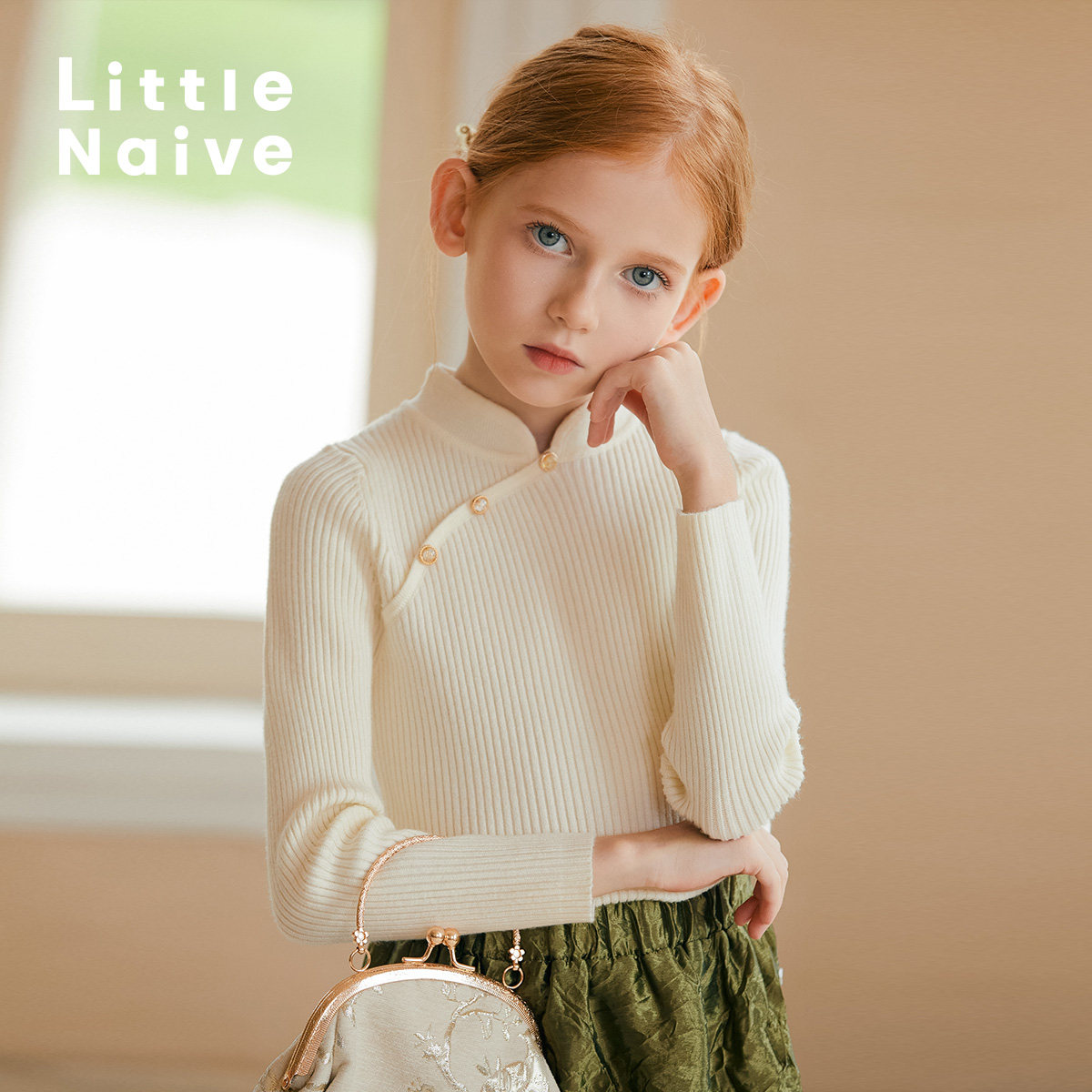 LittleNaivet恤女童打底衫秋冬新款中式弹力上衣女童保暖针织衫,童装/婴儿装/亲子装,T恤,淘宝优惠券,粉丝福利购,淘宝优惠卷
