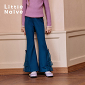 Naive儿童休闲裤 春秋时髦微喇裤 子女童喇叭裤 Little 中大童春季