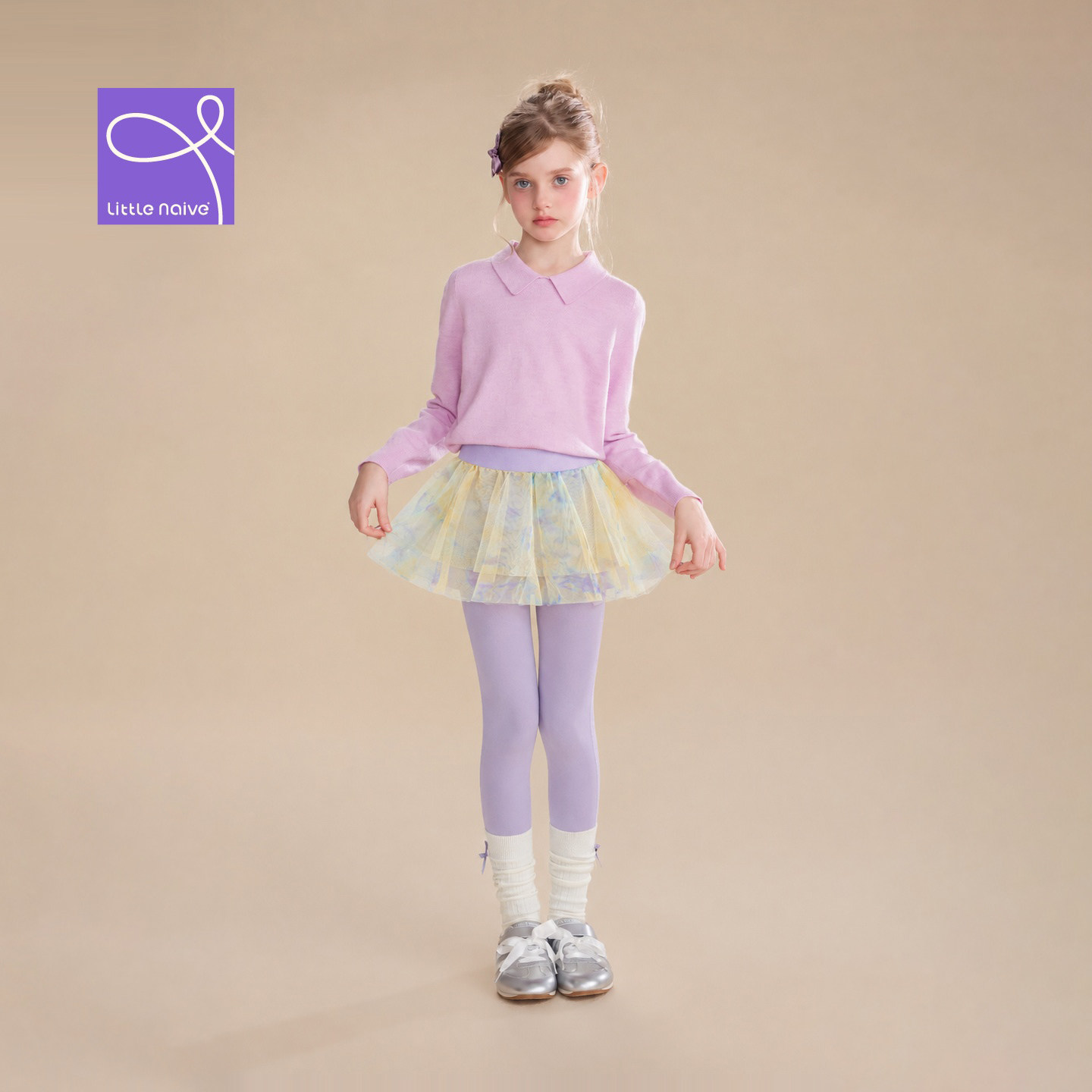 Little Naive女童打底长裤瑜伽练功服春秋新款紧身裙裤儿童舞蹈服