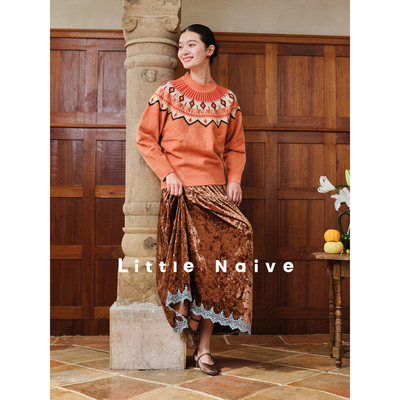 LittleNaive女装撞色毛衣