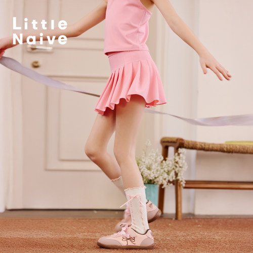 Little Naive儿童运动裙裤夏季新款凉感防晒短裙女童透气百褶裙