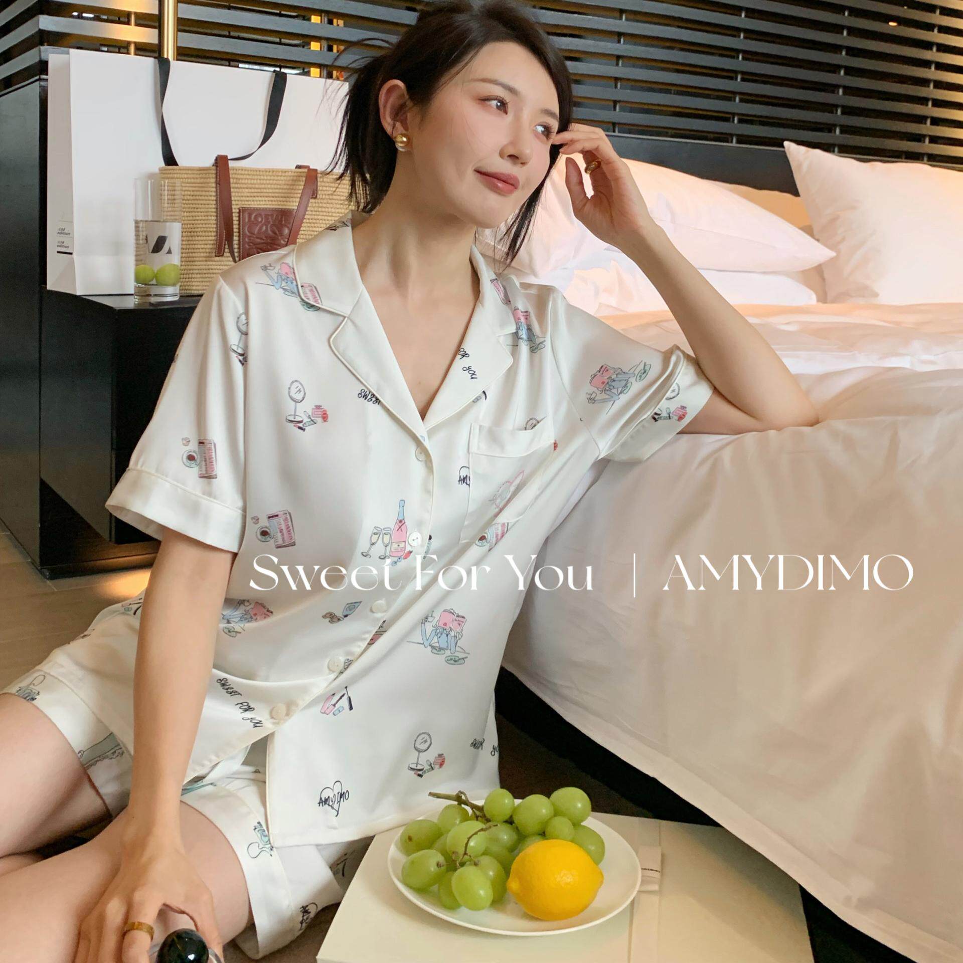2024新款冰丝睡衣女亲肤大码长裤仿真丝绸舒适家居服套装夏天小众