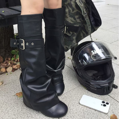 夏季可拆卸高跟增高骑士长筒靴女