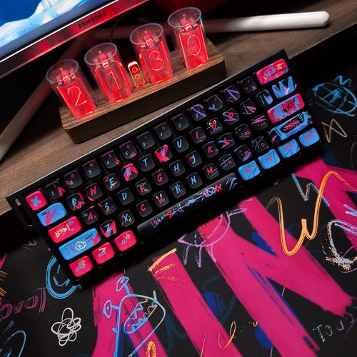 金克丝双城之战英雄联盟五面热升华键帽四面透光磁轴机械键盘jinx