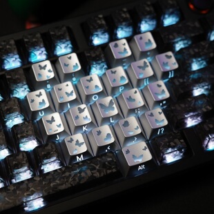 xvx蝴蝶爱心键帽水晶果冻wooting60he+磁轴机械键盘ev63/ace68/75