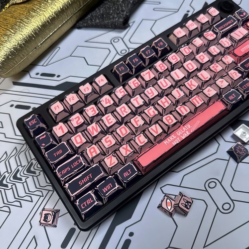 漫画甜心黑粉主题大字原厂PBT机械键盘键帽65/75/87/98/100/104