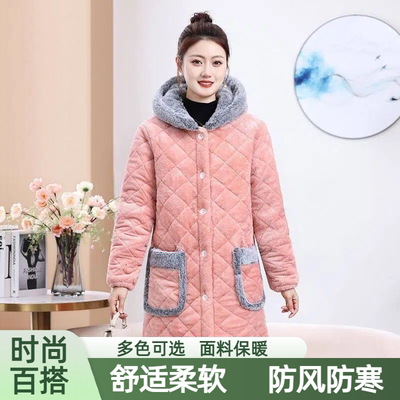 罩衣女可外穿洋气年轻款洋气外套厨房防脏工作服冬季加绒加厚棉衣