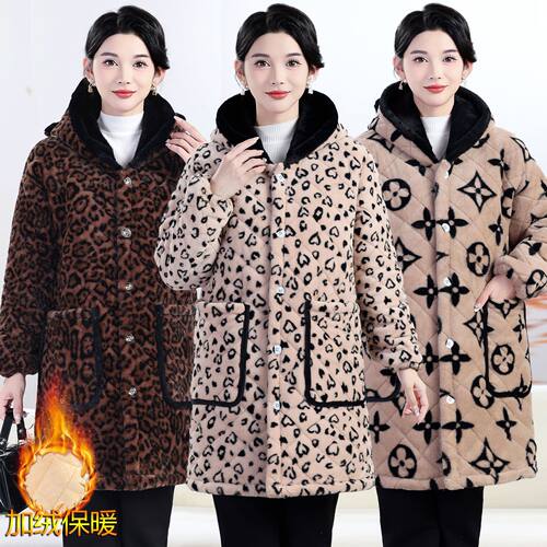 罩衣女2026新款冬季加绒加厚时尚棉衣洋气可外穿三层夹棉四川省服