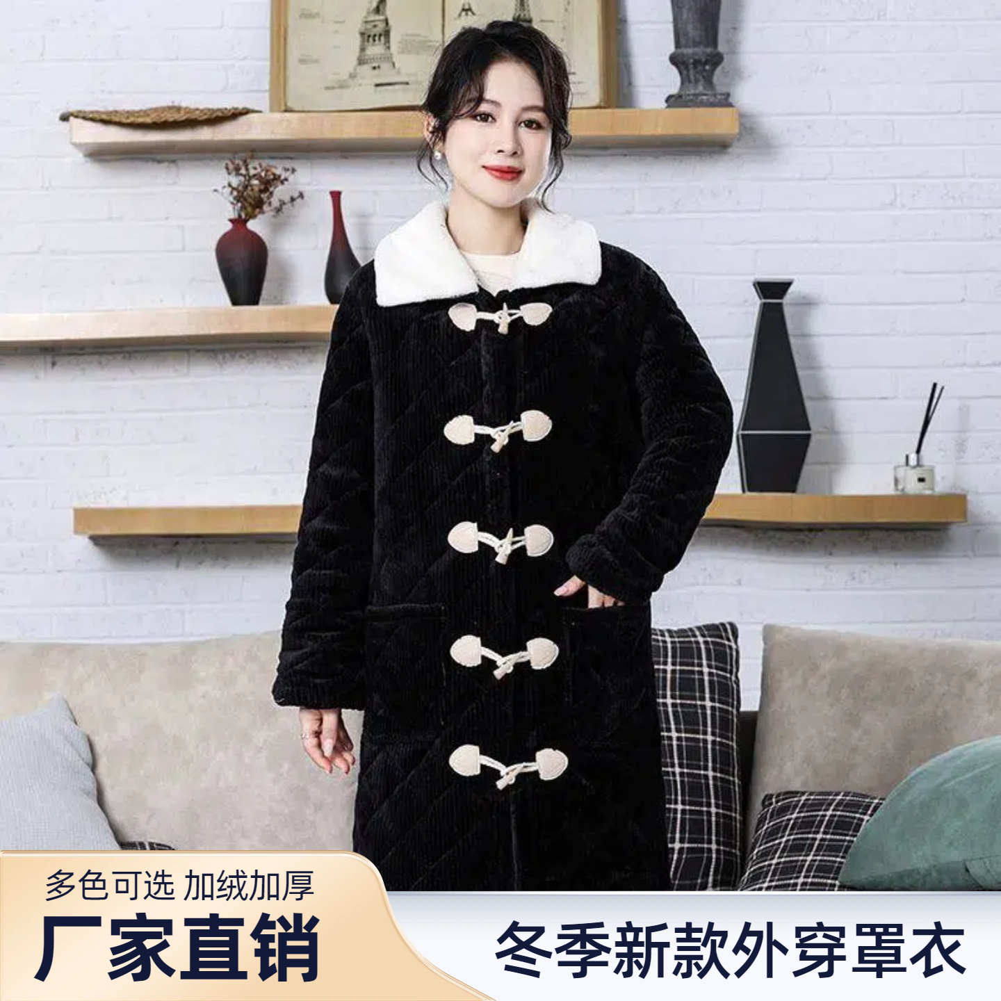 罩衣女可外穿洋气年轻款防脏家用围裙网红棉衣冬季加绒加厚工作服