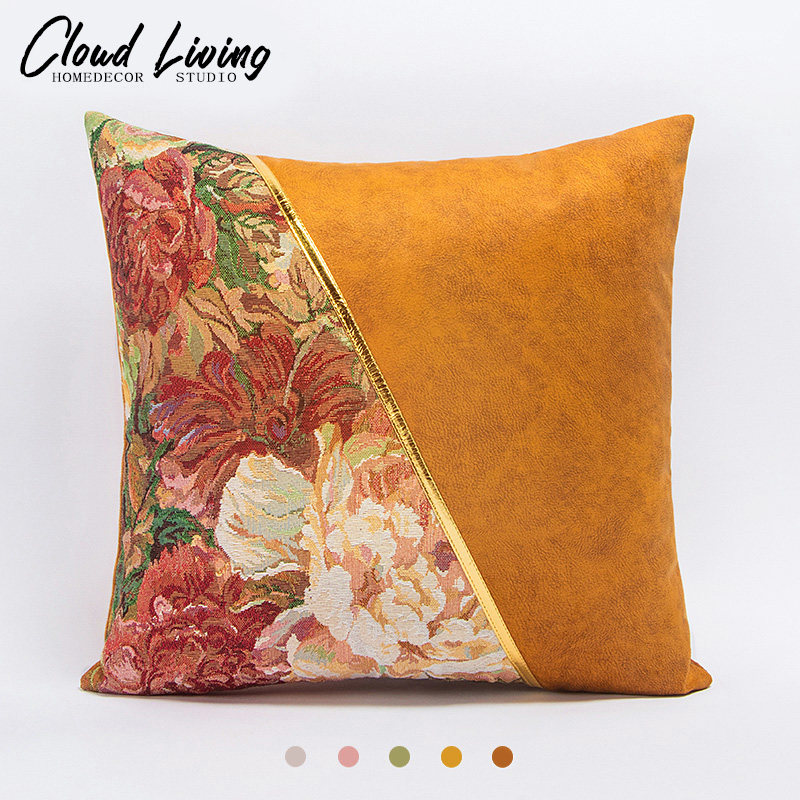 莫奈印象派高档别墅沙发抱枕样板间客厅靠枕套民宿床上靠垫不含芯