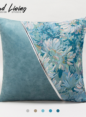 莫奈印象派客厅沙发抱枕别墅样板间民宿酒店靠枕ktv餐厅斜拼靠垫