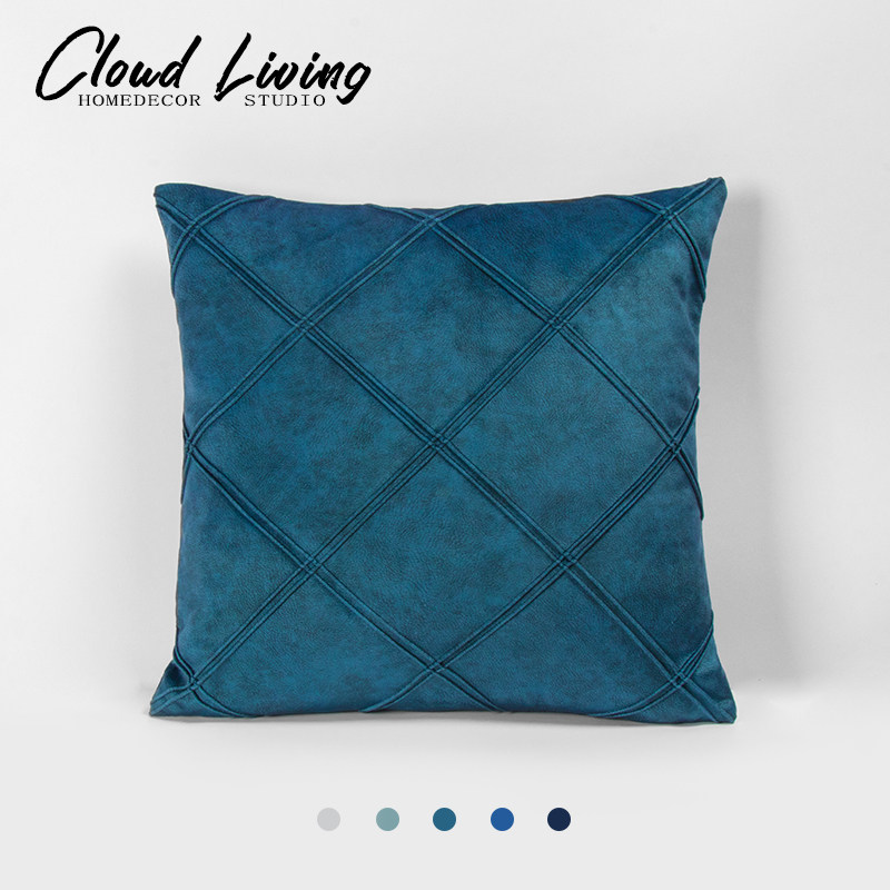 轻奢科技布沙发抱枕飘窗立体大菱格靠枕酒店样板间客厅装饰靠垫套