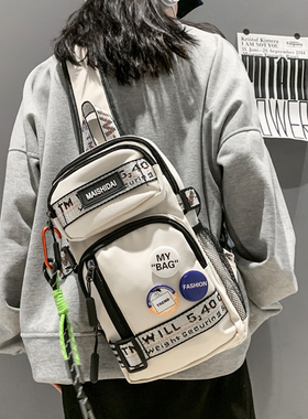 帆布斜挎包男可放iPad单肩包男士挎包胸包女大容量平板包男款背包